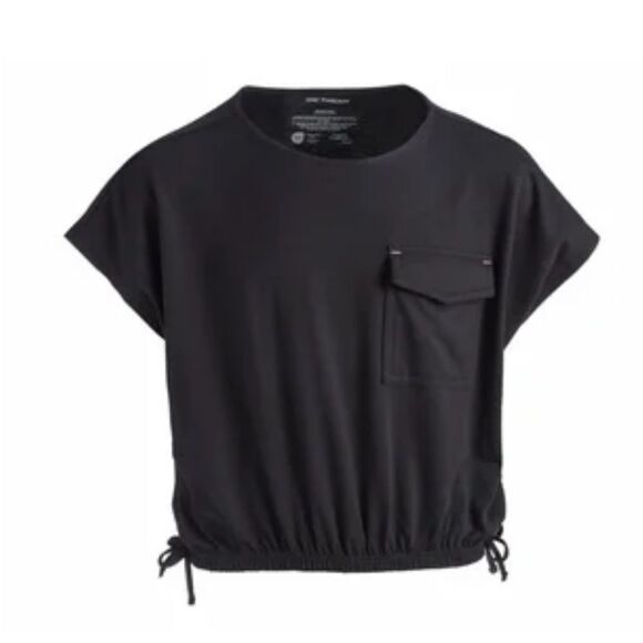 Epic Threads Black Boxy Crop T-Shirt with Cap Sleeves - Picture 1 of 1